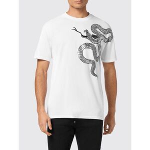 Philipp Plein Men Philipp Plein Embroidered Snake Print Cotton T-Shirt